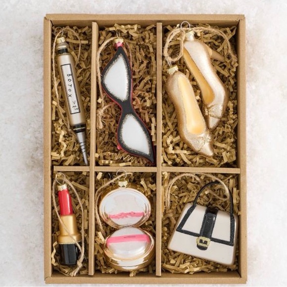 Pottery Barn Novelty Make up and Fashion Ornaments!Set of 6 BNIB